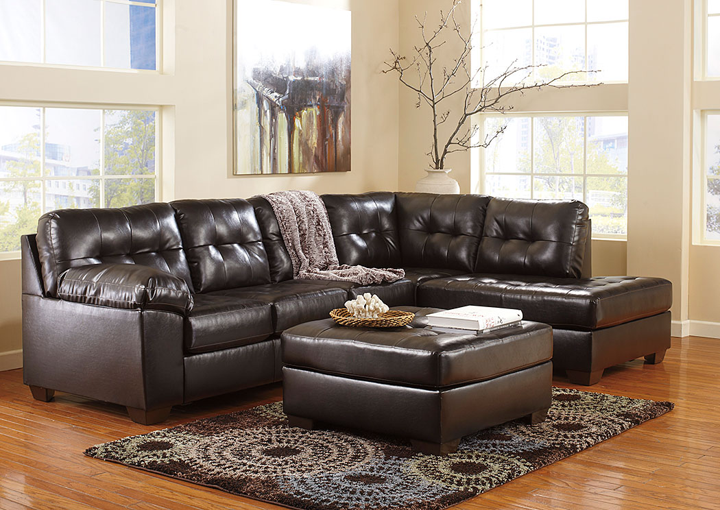 Alliston DuraBlend Chocolate Right Arm Facing Chaise End Sectional & Oversized Accent Ottoman,Ashley