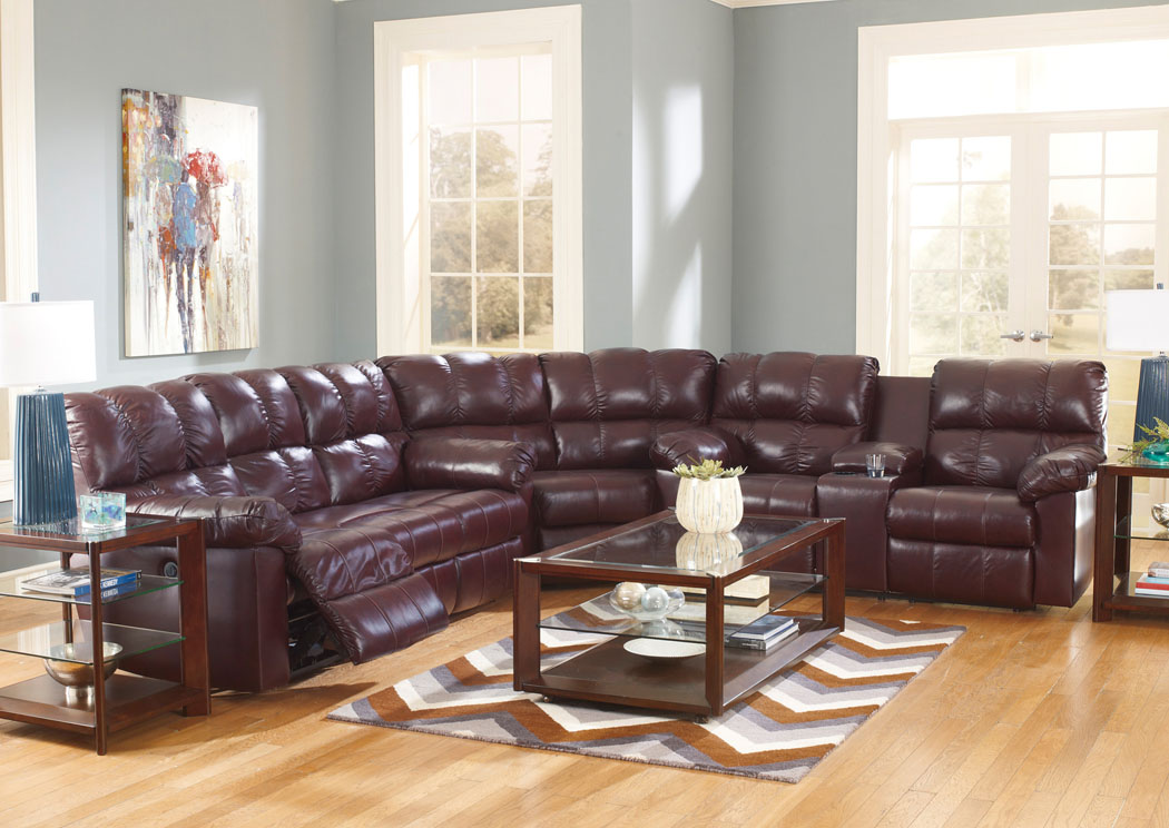 Kennard Burgundy Reclining Sectional,Ashley