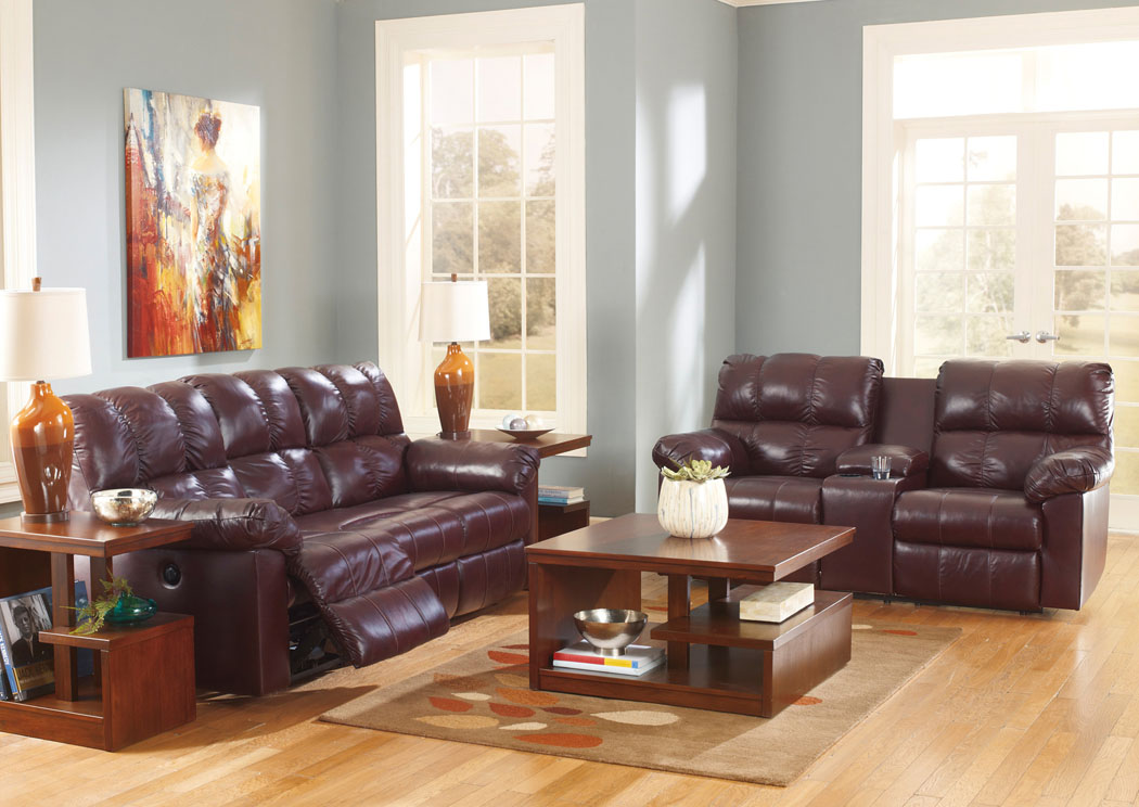 Kennard Burgundy Reclining Power Sofa & Loveseat,Ashley