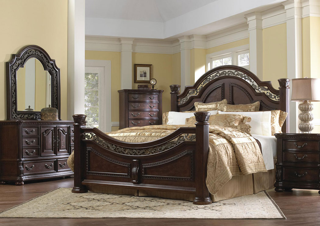 San Marino King Bed w/ Dresser, and Mirror,Samuel Lawrence