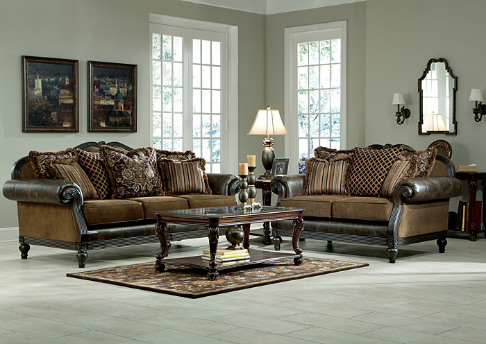 Glynallen Teak Sofa & Loveseat,Ashley