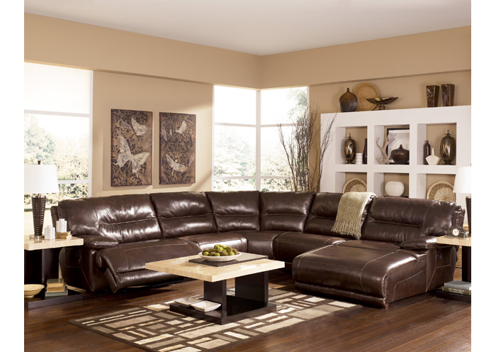 Exhilaration Chocolate Right Side Facing Chaise Reclining Sectional,Ashley