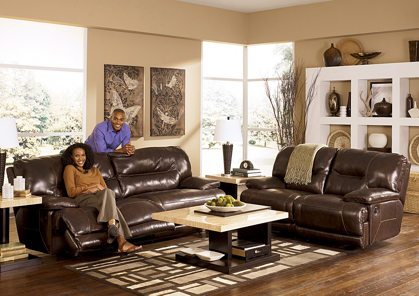 Exhilaration Chocolate 2 Seat Reclining Power Sofa & Loveseat,Ashley