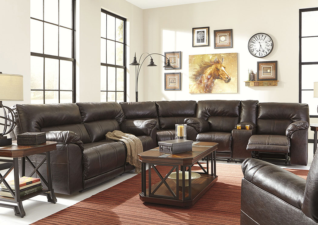 Barrettsville DuraBlend® Chocolate Reclining Sectional,Ashley