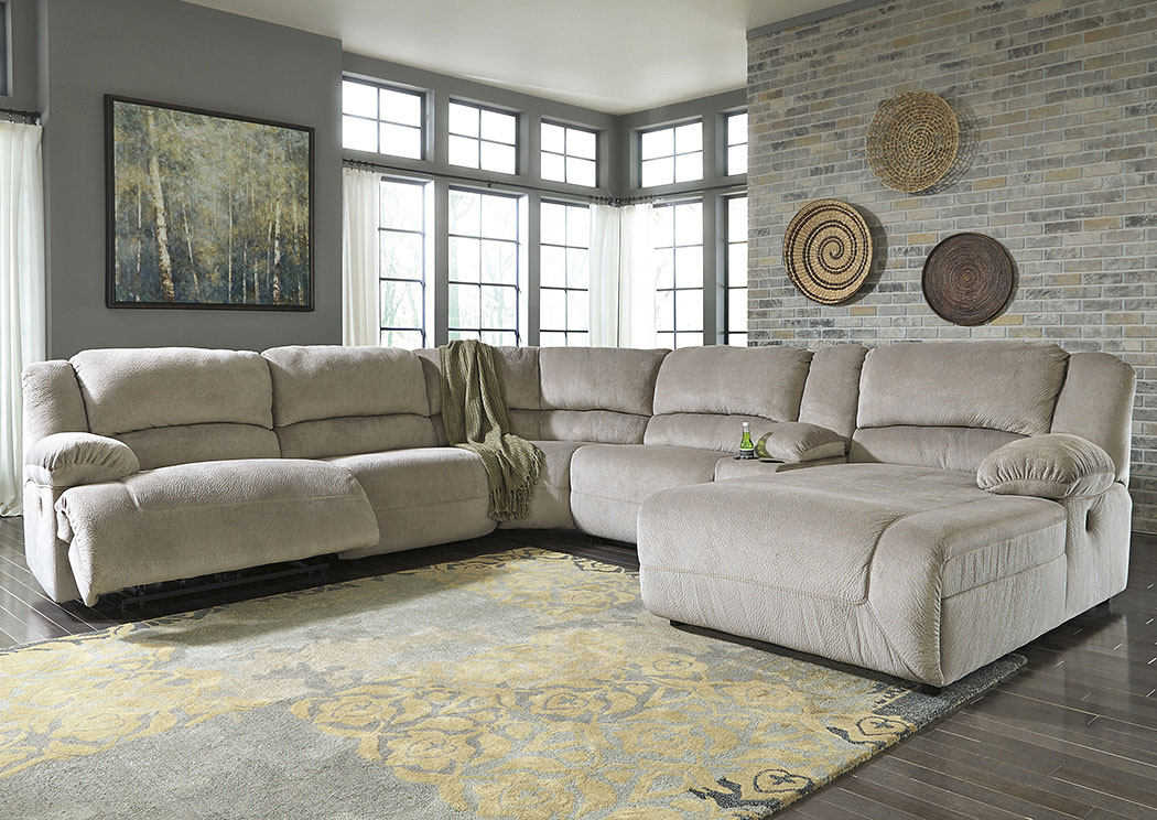 Toletta Granite Right Arm Facing Chaise End Reclining Sectional w/ Console,Ashley