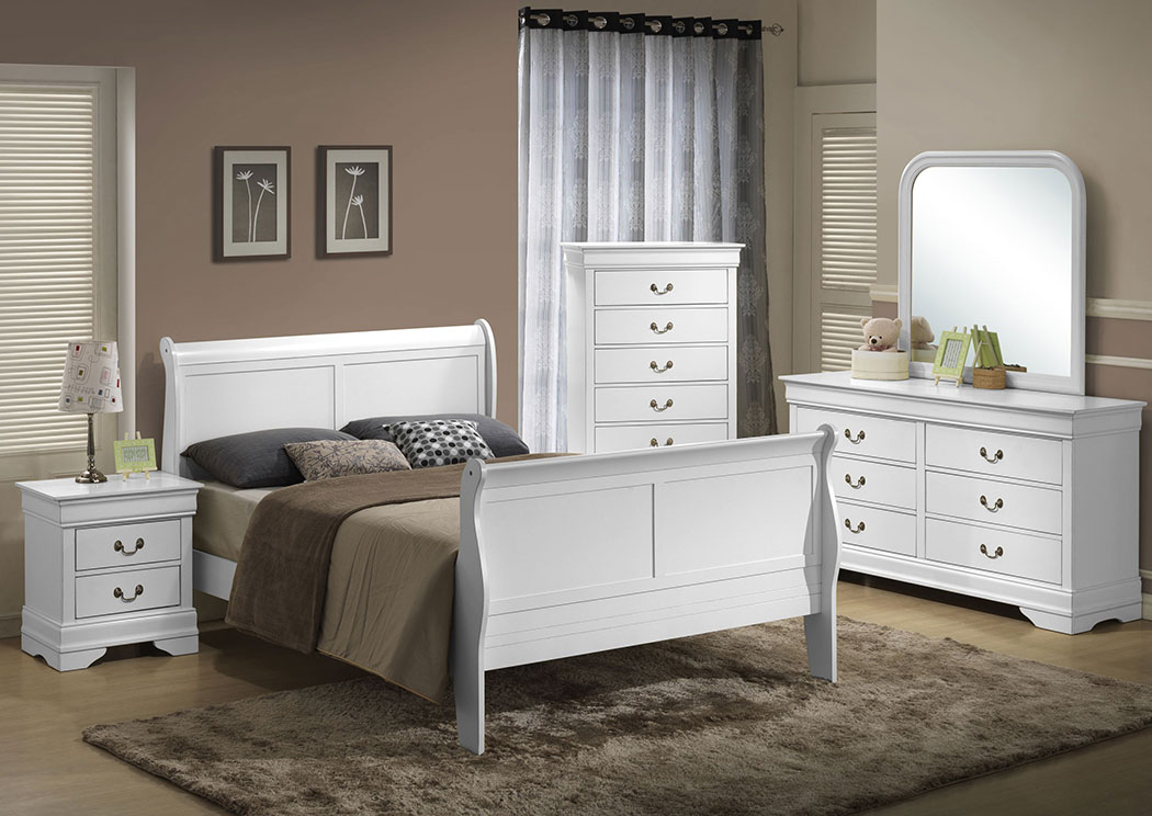 White Twin Sleigh Bed,Lifestyle