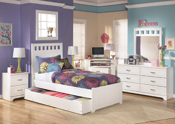 Lulu Twin Panel Bed w/ Storage, Dresser & Mirror,Ashley