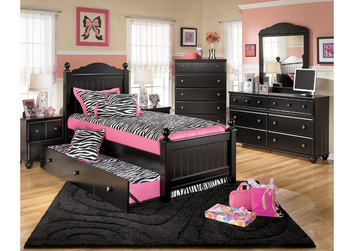 Jaidyn Full Poster Bed w/ Storage, Dresser & Mirror,Ashley