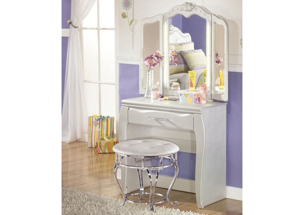 Zarollina Vanity w/ Mirror & Stool,Ashley