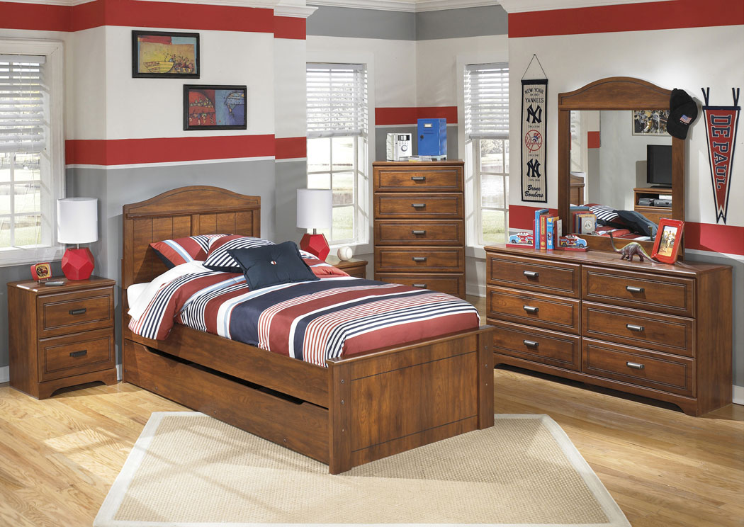 Barchan Twin Panel Bed w/ Trundle, Dresser & Mirror,Ashley