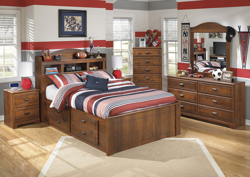 Barchan Full Bookcase Bed w/ Storage, Dresser & Mirror,Ashley