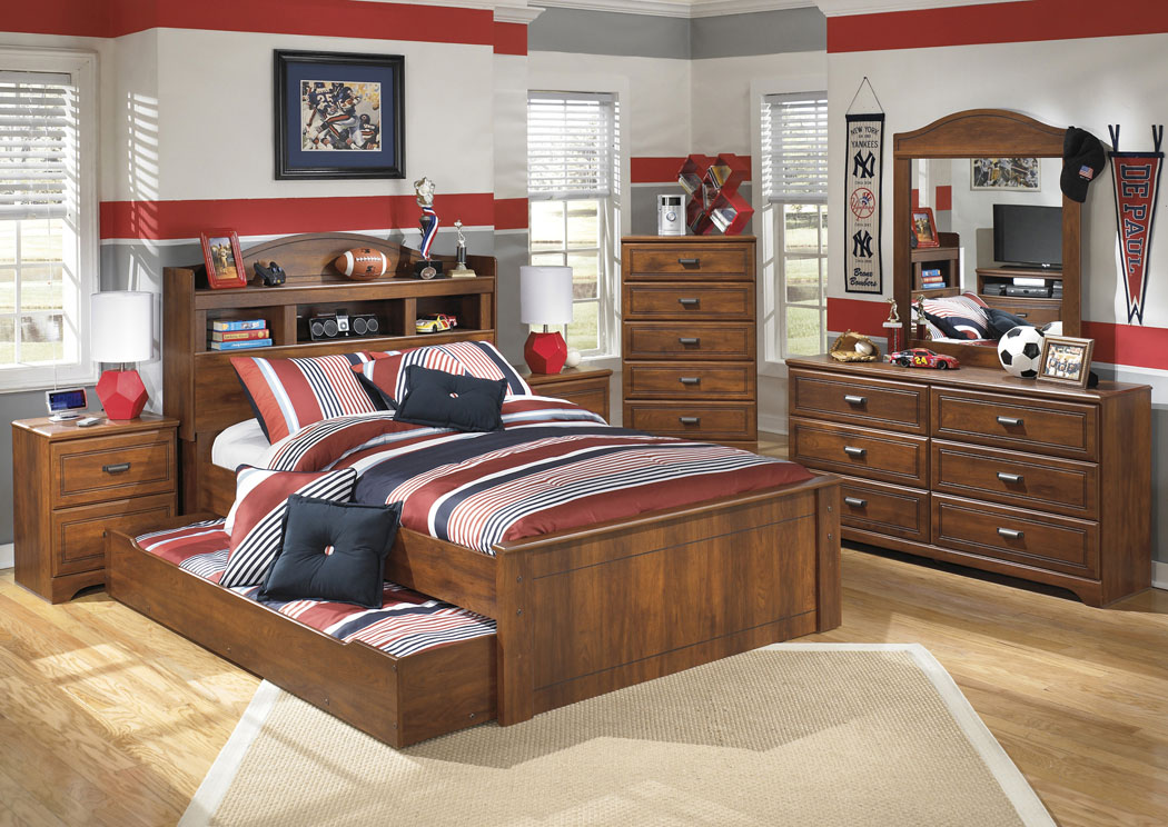 Barchan Full Bookcase Bed w/ Trundle, Dresser & Mirror,Ashley