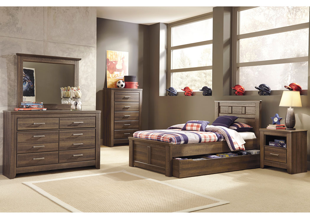 Juararo Twin Panel Storage Bed, Youth Dresser & Mirror,Ashley