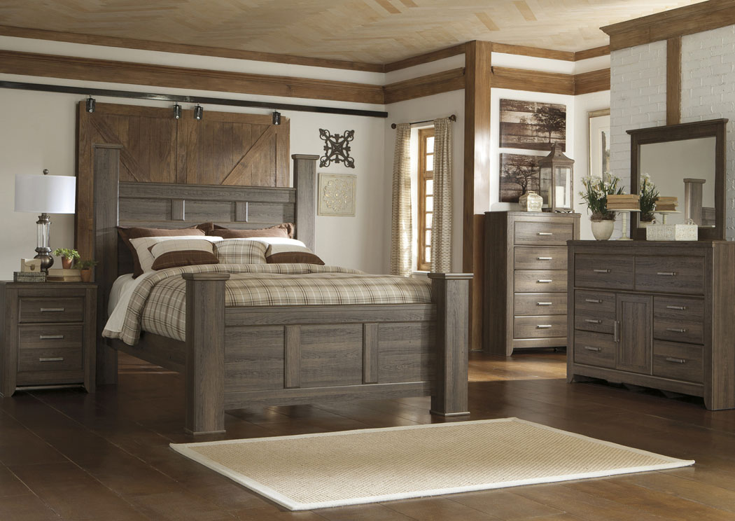 Juararo California King Poster Bed, Dresser & Mirror,Ashley