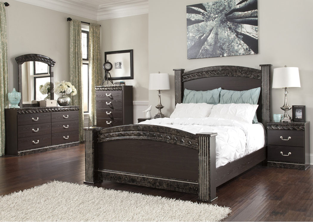 Vachel Queen Poster Bed, Dresser & Mirror,Ashley