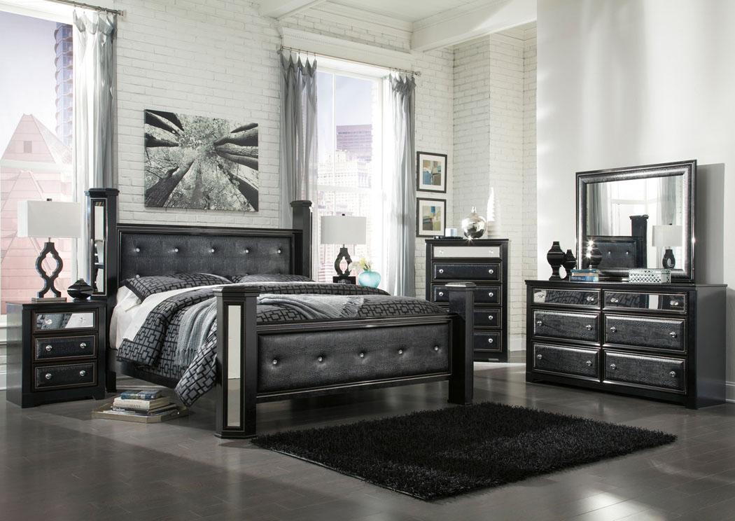 Alamadyre King Upholstered Poster Bed, Dresser & Mirror,Ashley