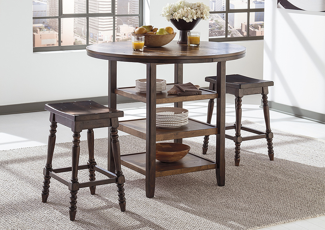Moriann Round Counter Table w/ 2 Stools,Ashley