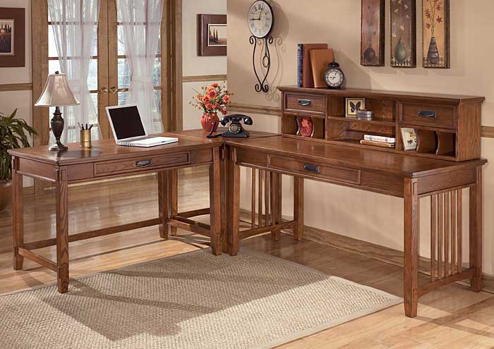 Cross Island L-Shape Desk w/ Low Hutch,Ashley