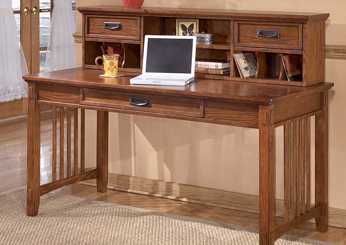 Cross Island Large Leg Desk & Low Hutch,Ashley