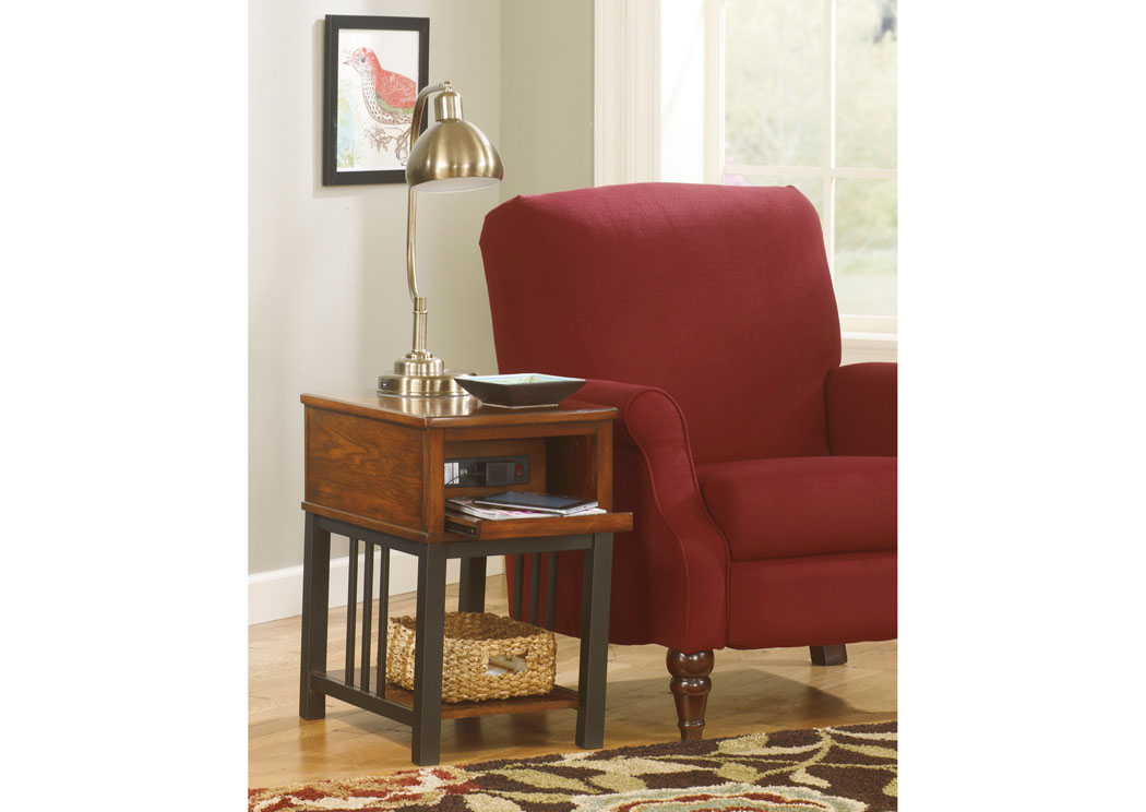 Dark Burnished Brown Chair Side End Table,Ashley