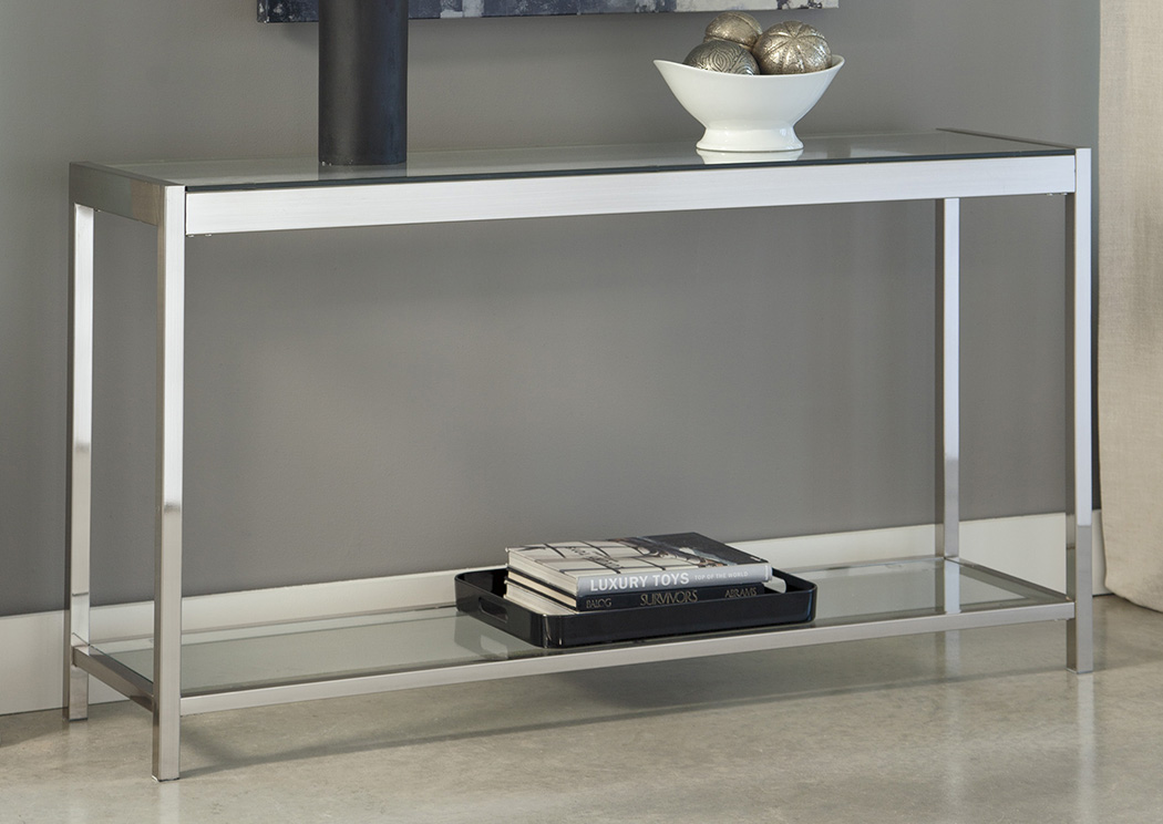 Jonies Brushed Nickel Finish Sofa Table,Ashley