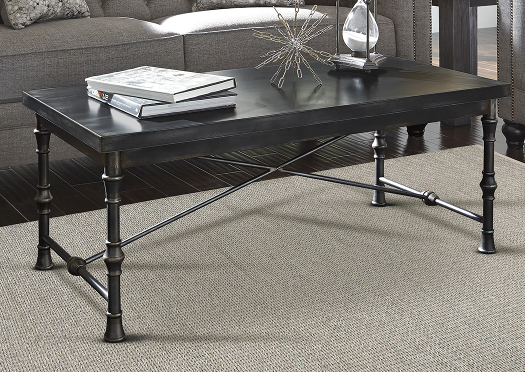 Ballor Pewter Rectangular Cocktail Table,Ashley