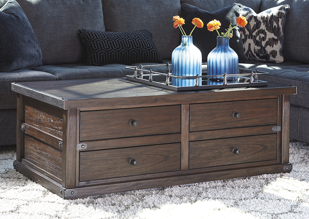 Zenfield Medium Brown Cocktail Table With Storage,Ashley