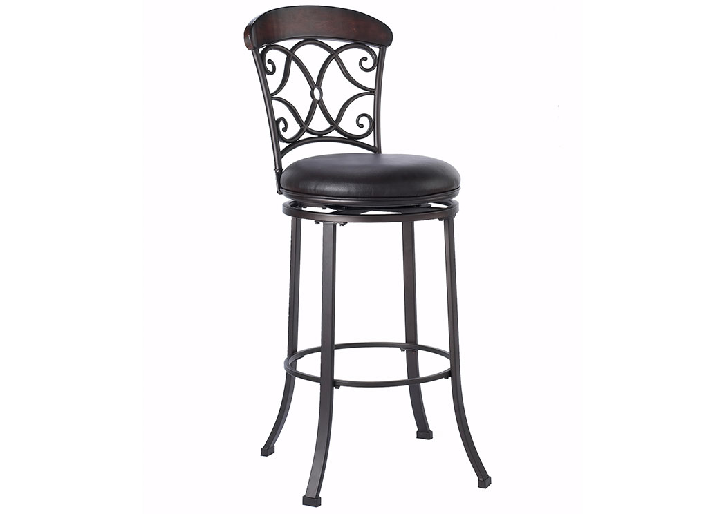 Dark Coffee Metal/Brown Vinyl Swivel Bar Stool,Hillsdale