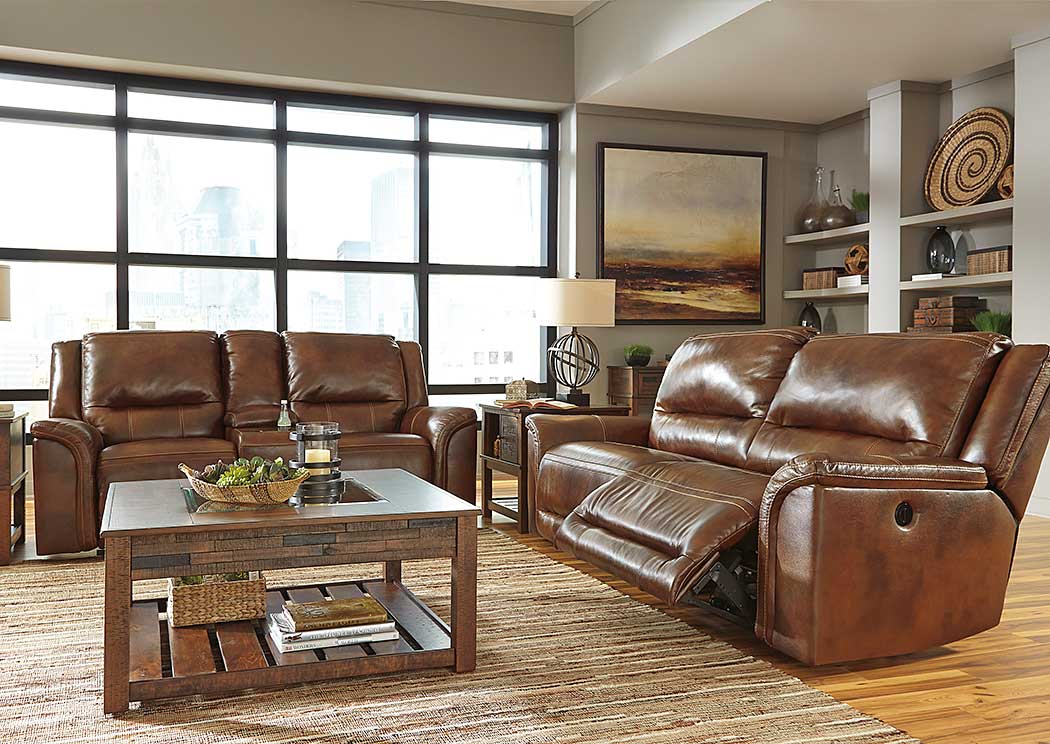Jayron Harness 2 Seat Reclining Sofa & Double Reclining Loveseat w/Console,Ashley