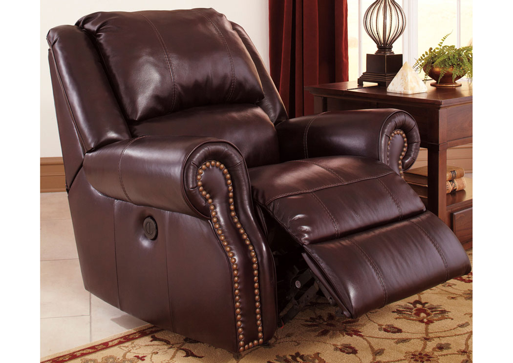 Walworth Black Cherry Power Rocker Recliner,Ashley