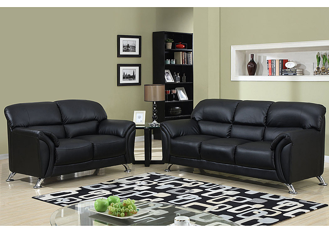 Black Leather Sofa & Loveseat,Global Furniture