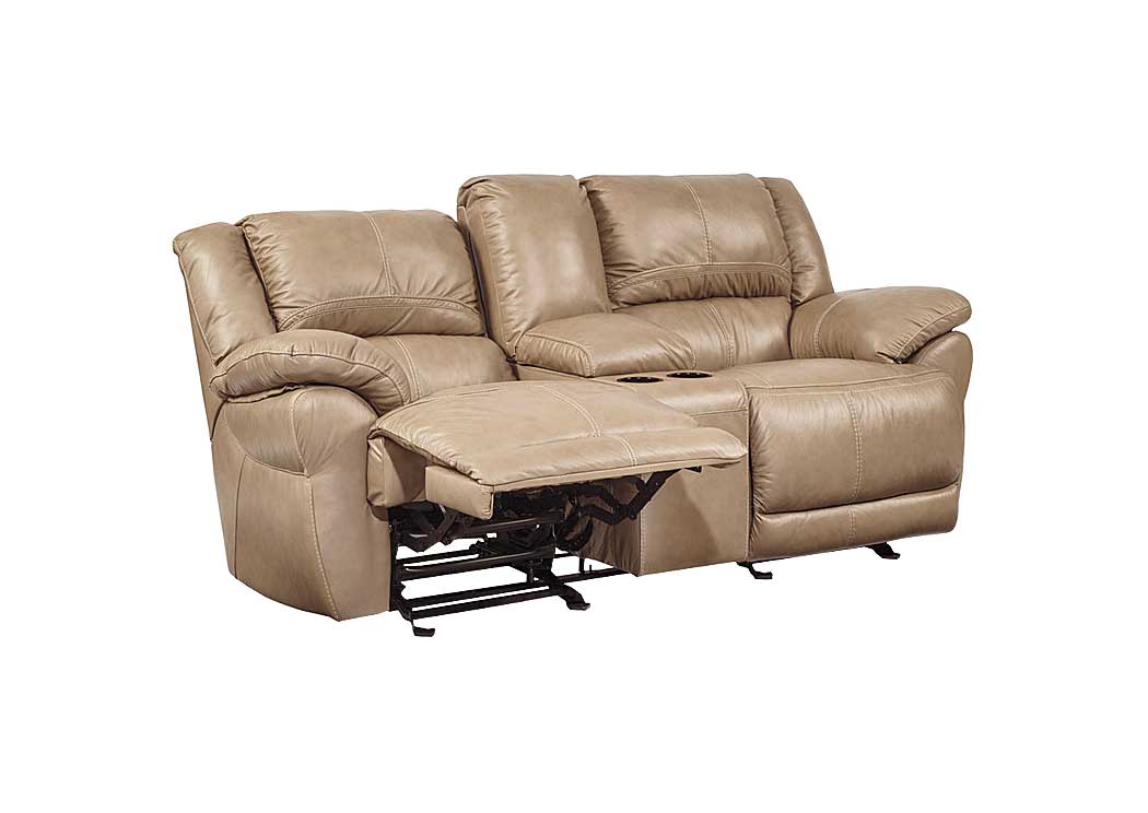 Lenoris Caramel Glider Reclining Loveseat w/ Console,Ashley