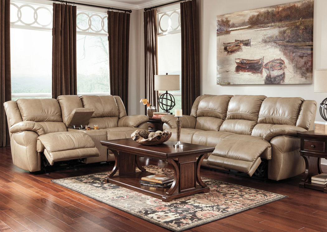 Lenoris Caramel Reclining Power Sofa & Loveseat,Ashley