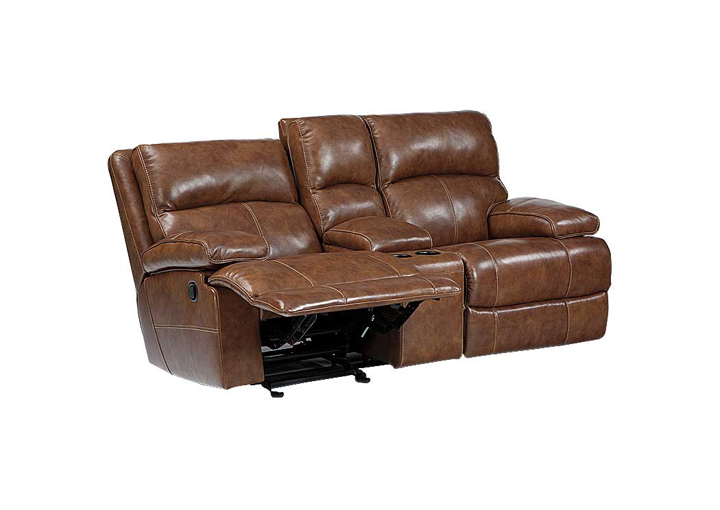 Lensar Nutmeg Glider Reclining Loveseat w/ Console,Ashley