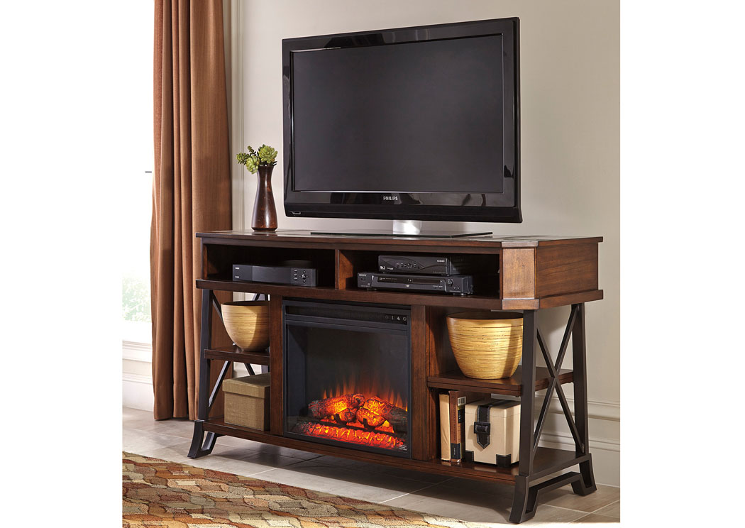 Vinasville Large TV Stand w/ LED Fireplace Insert,Ashley