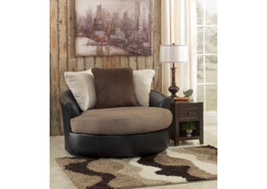 Masoli Mocha Oversized Swivel Accent Chair,Ashley