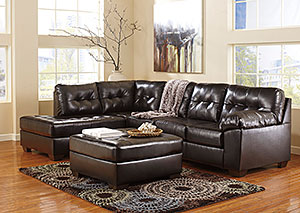 Alliston DuraBlend Chocolate Left Arm Facing Chaise End Sectional & Oversized Accent Ottoman,Ashley