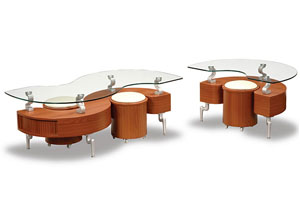 Cappuccino Cocktail Table w/ 2 Stools,Global Furniture