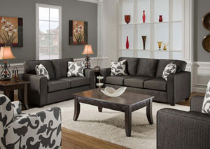 Talbot Onyx Black Sofa & Loveseat,Fusion