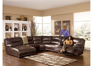 Exhilaration Chocolate Left Side Facing Chaise Reclining Sectional,Ashley