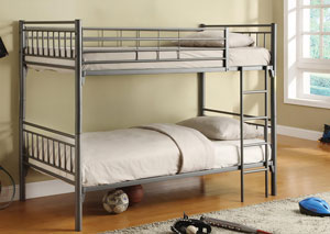 Black Twin/Twin Bunk Bed (Shown in Gray),Global Trading