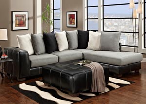 Idol Steel Black, Gray, White Sectional & Ottoman,Affordable