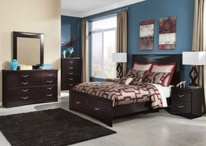 Zanbury Queen Panel Storage Bed, Dresser & Mirror,Ashley