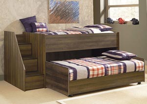 Juararo Twin Loft & Caster Bed Set w/ Left Storage Steps,Ashley