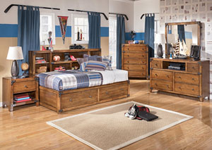 Delburne Twin Storage Captains Bed w/ Dresser & Mirror,Ashley