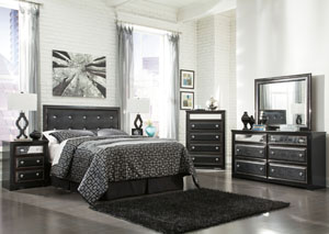 Alamadyre Queen/Full Upholstered Panel Headboard, Dresser & Mirror,Ashley