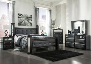 Alamadyre King Upholstered Poster Bed, Dresser & Mirror,Ashley