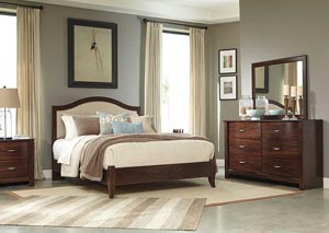 Corraya Medium Brown Queen Upholstered Bed, Dresser & Mirror,Ashley