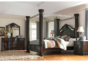 Laddenfield California King Poster Bed, Dresser & Mirror,Ashley