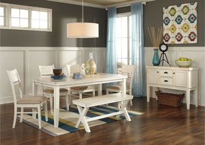 Arrowtown Rectangular Dining Table w/ 4 Chairs & Bench,Ashley